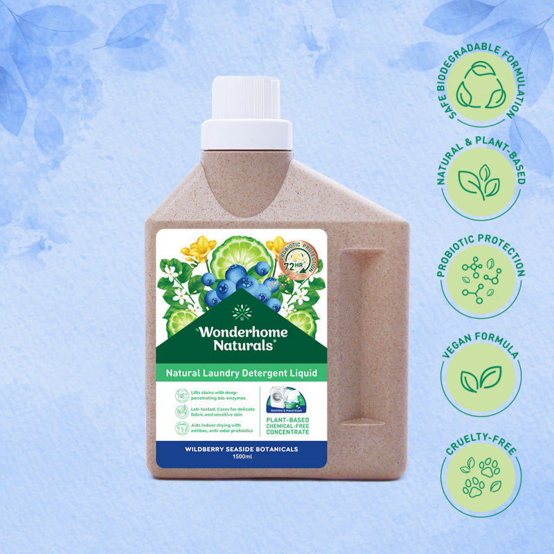 Natural Laundry Detergent Liquid - 1.5L Wildberry Seaside Botanicals