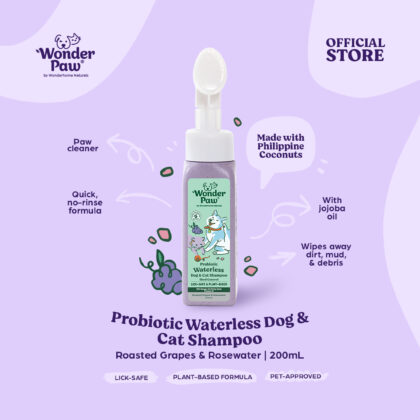 Wonderpaw Probiotic Waterless Dog & Cat Shampoo 200ML Roasted Grapes & Rosewater