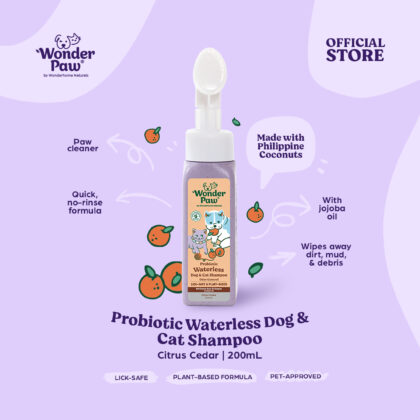 Wonderpaw Probiotic Waterless Dog & Cat Shampoo 200ML Citrus Cedar