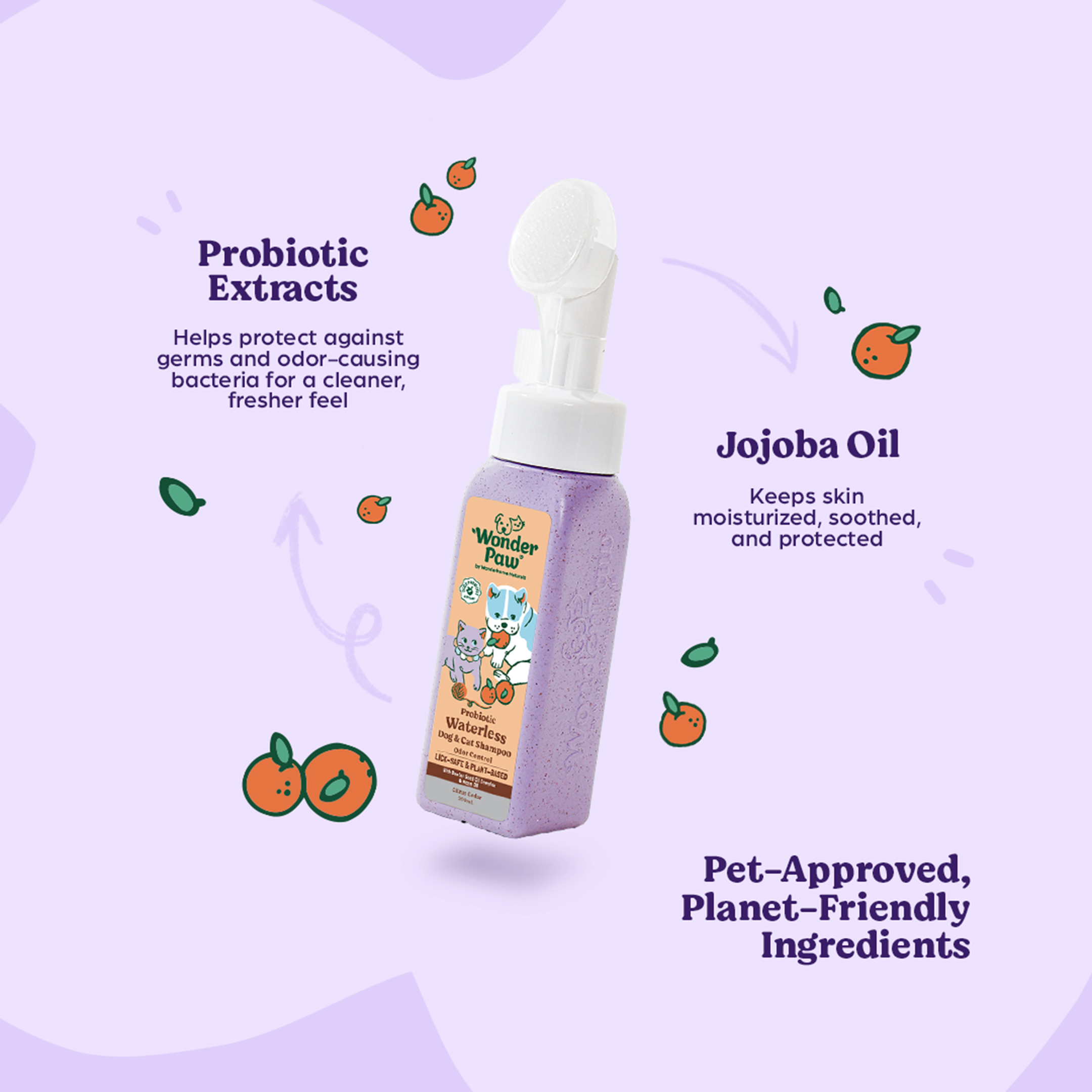 Wonderpaw Probiotic Waterless Dog & Cat Shampoo 200ML Citrus Cedar - Image 2