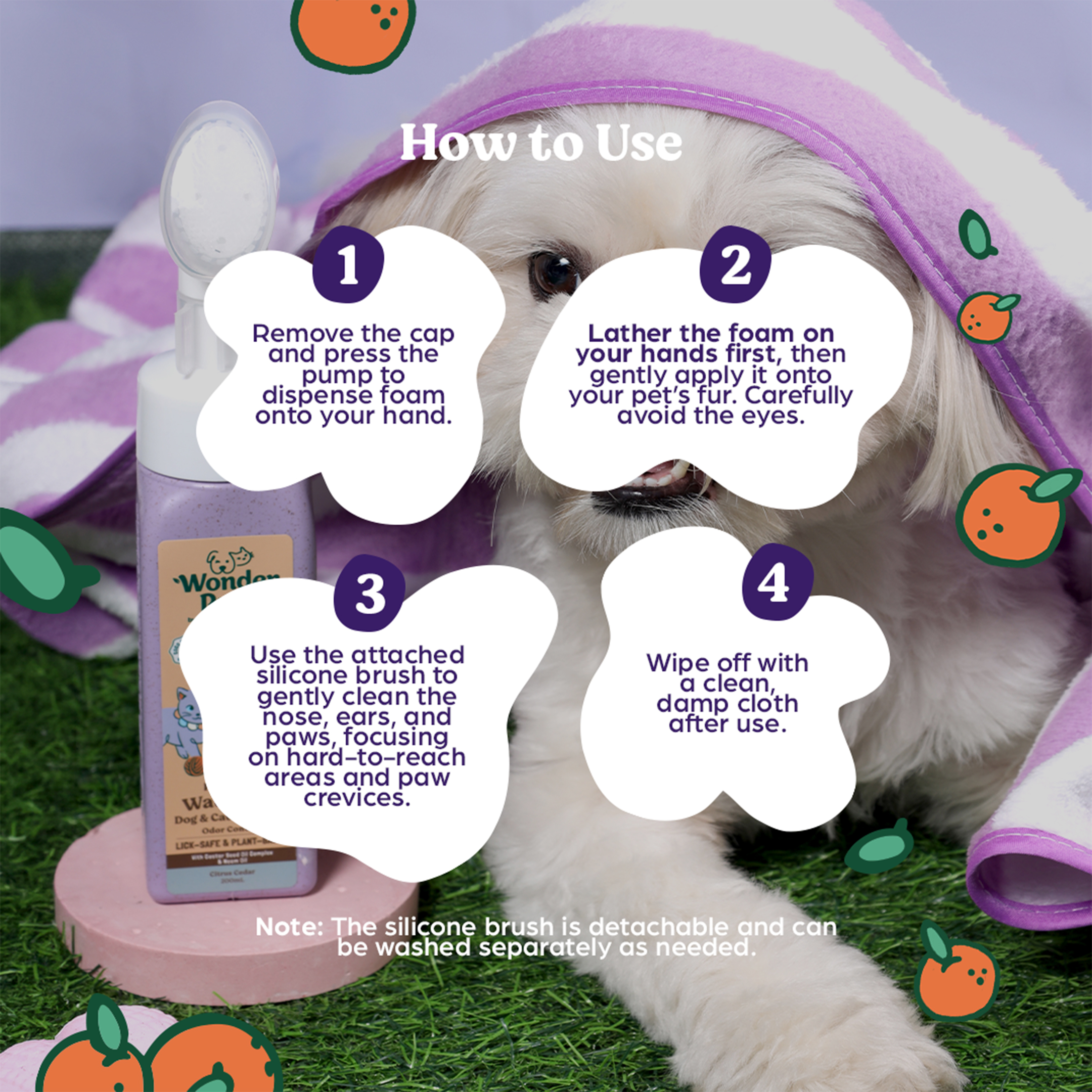 Wonderpaw Probiotic Waterless Dog & Cat Shampoo 200ML Citrus Cedar - Image 3